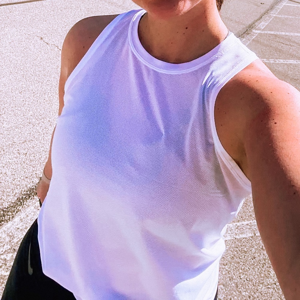 white workout tank